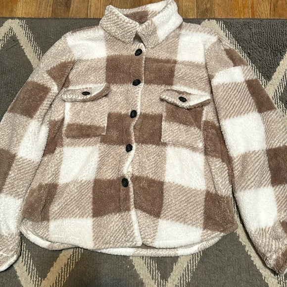 Jackets & Blazers - Cozy Brown and Cream Teddy Jacket